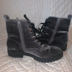 Womens' Grey Velvet Boots